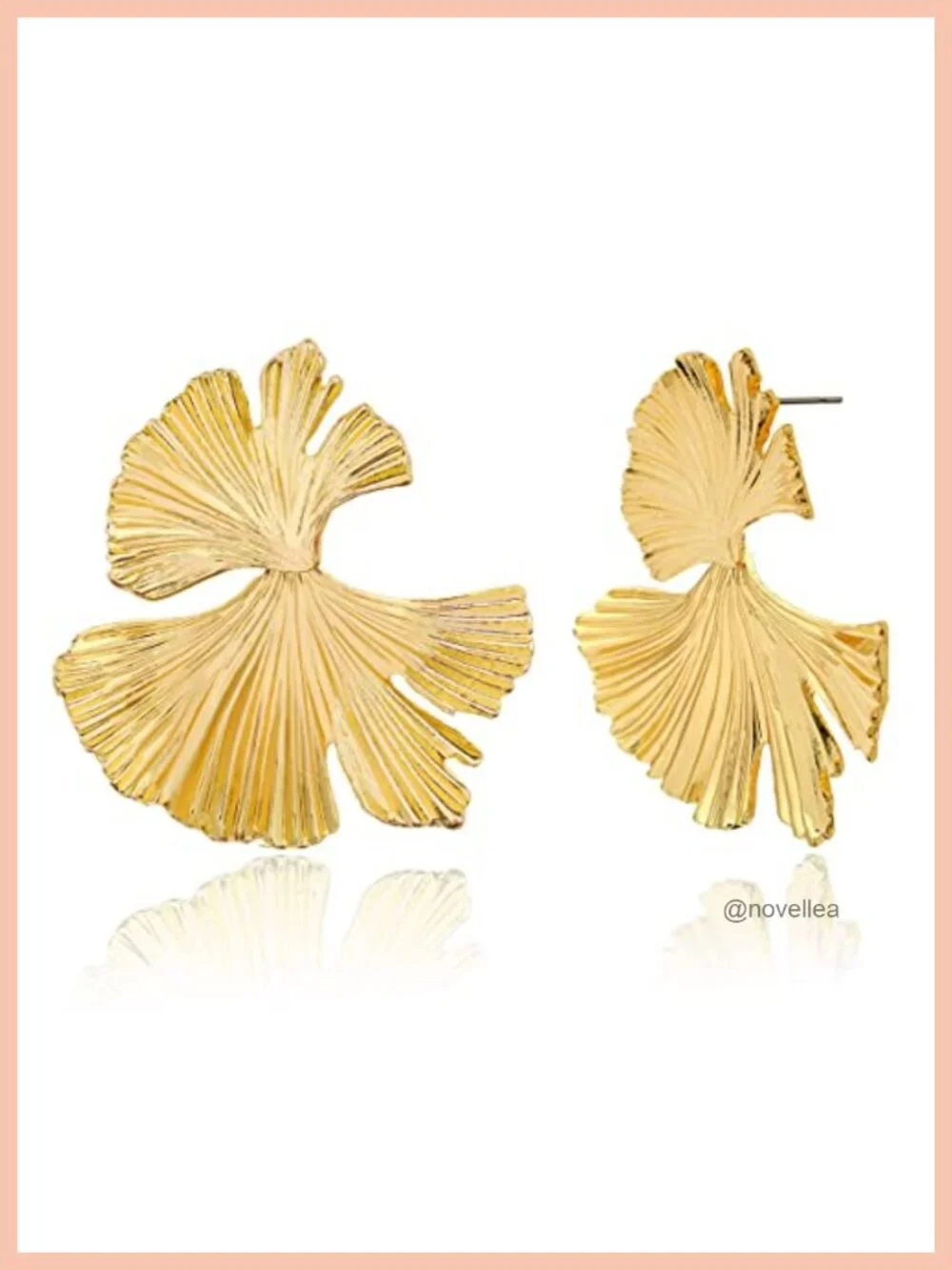 Ginkgo Leaf Flower Drop Dangle Earrings Gold Geometric Statement